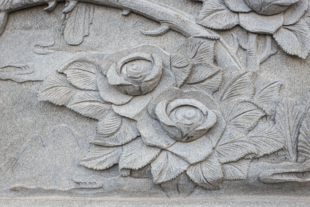 Close up granite carving in chinese templeの写真素材