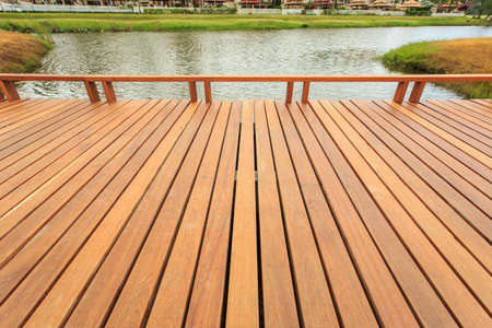 Wood bridge at the lake