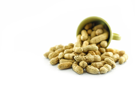 Peanuts, beans isolated on white backgroundの写真素材