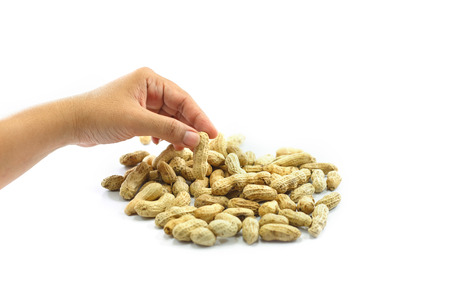 Peanuts, beans isolated on white backgroundの写真素材