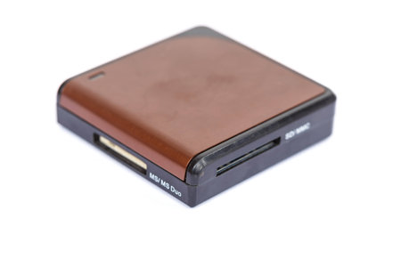 Memory card reader isolate on white backgroundの写真素材