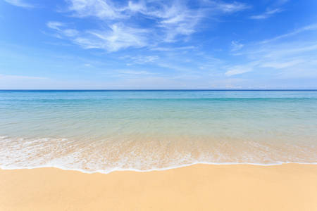Tropical beach and blue sky in Phuket, Thailandの写真素材