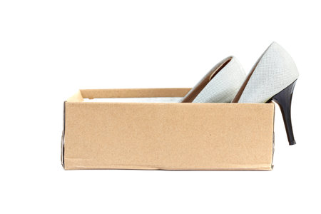 Close up lady shoe in boxの写真素材
