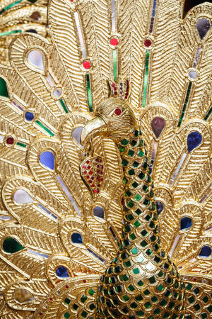 Thai style peacock wood carvingの写真素材