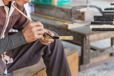 Handmade umbrella with painting processの写真素材