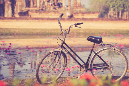 Vintage bicycle in Sukhothai Historical Park, Thailandの写真素材