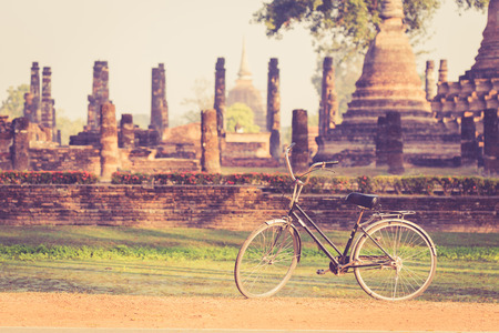 Vintage bicycle in Sukhothai Historical Park, Thailandの写真素材
