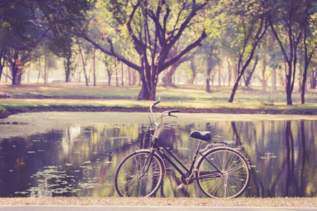 Vintage bicycle in Sukhothai Historical Park, Thailandの写真素材