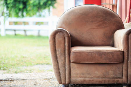 vintage brown armchairの写真素材