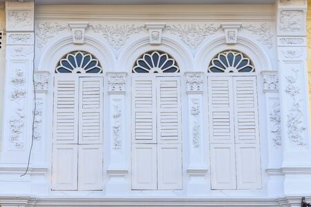 Vintage window or Sino-Portuguese style in Phuket, Thailandの写真素材