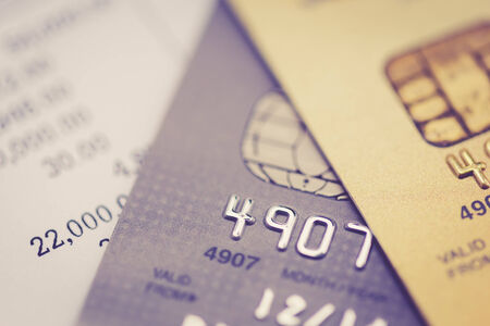 Close up credit card, with retro filter effect
