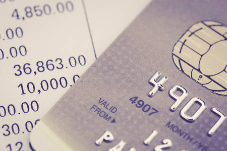 Close up credit card, with retro filter effectの写真素材