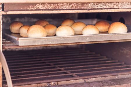Close up Bread on metal plate