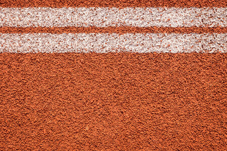 Running track with white stripe for athletics