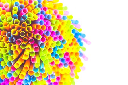 Colorful straw isolated on white backgroundの写真素材