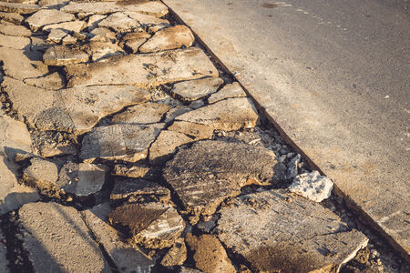 Public Asphalt road under repairの写真素材