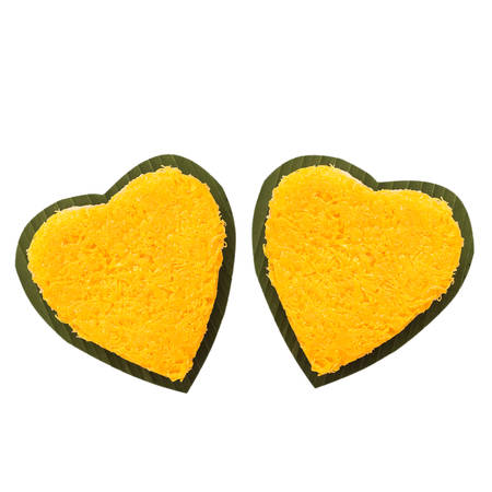 Thai style cake or dessert isolated on white backgroundの写真素材