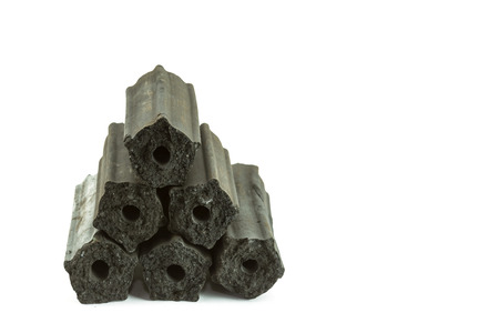 Close up Coal Isolated on White Backgroundの写真素材