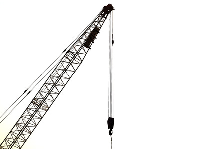 Silhouette od crane isolated on white backgroundの写真素材