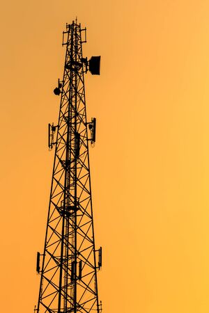 Silhouette of Communication Tower in sunset time