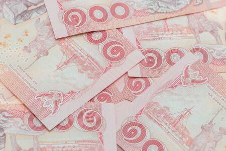 Close up Thai money in one hundred type banknotes