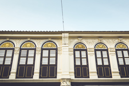 Vintage window or Sino-Portuguese style in Phuket, Thailandのeditorial素材