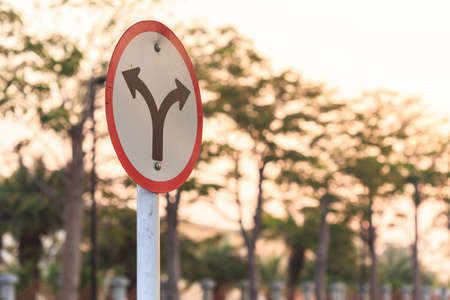 Close up round traffic sign on the road in Thailand