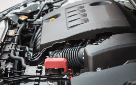 Close up detail of new car engineの写真素材