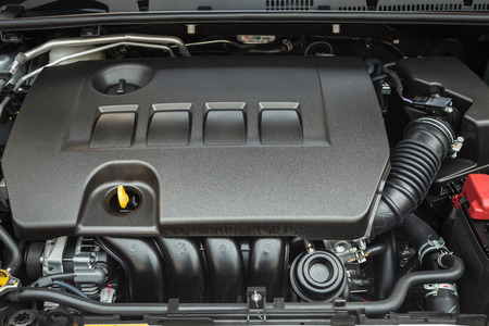 Close up detail of new car engine