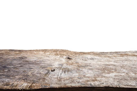 Close up old wood table top on white backgroundの写真素材