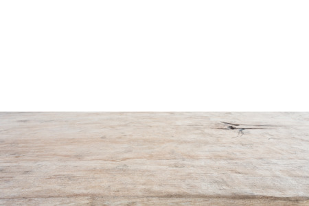 Close up old wood table top on white backgroundの写真素材