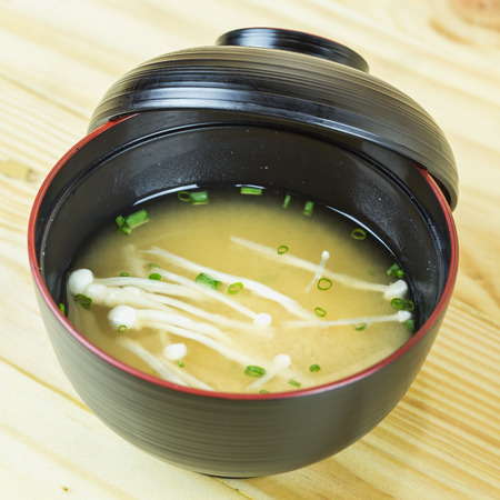 Close up traditional japanese food on wooden tableの写真素材