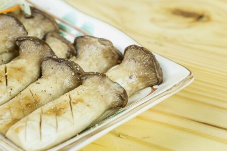 Close up traditional japanese food on wooden tableの写真素材