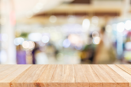 Empty top wooden table and blur with bokeh background. For product displayの写真素材