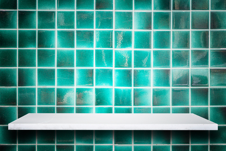 Empty top of natural stone shelves and stone wall background. For product displayの写真素材