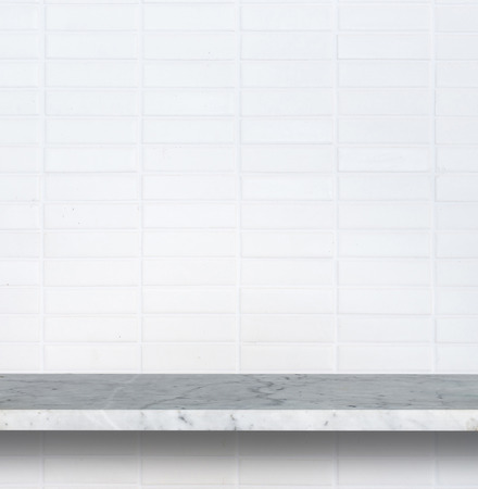 Empty top of natural stone shelves and stone wall background. For product displayの写真素材