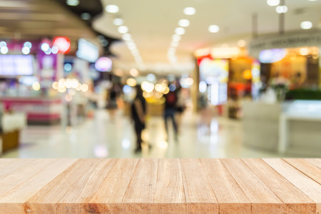 Empty top wooden table and blur with bokeh background. For product displayの写真素材