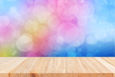 Empty top wooden table and blur with bokeh background. For product displayの写真素材