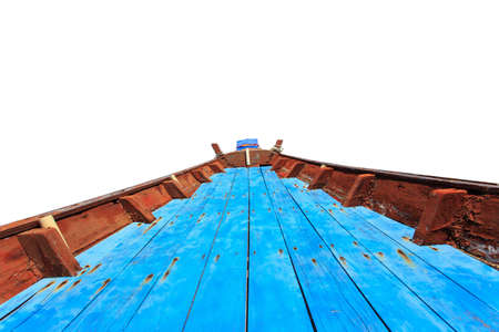Wood floor on traditional Thai boat isolated on white backgroundの写真素材