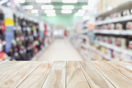 Empty top wooden table and blur with bokeh background. For product displayの写真素材