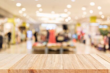 Empty top wooden table and blur with bokeh background. For product displayの写真素材