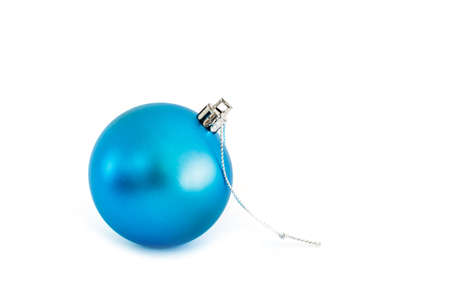 Blue Christmas ball isolated on white backgroundの写真素材