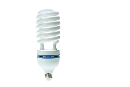 Energy saving compact fluorescent lamp, Spiral shape. Isolated on white background