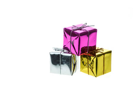 Close up Christmas decorations isolated on white backgroundの写真素材