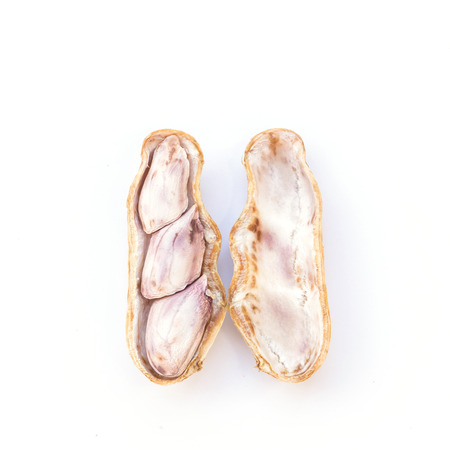 Close up boiled peanuts on white background