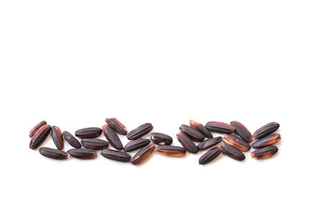 Close up Thai black sticky rice isolated on white backgroundの写真素材
