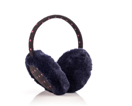 Black protective accessory like hats from cold to the ears isolated on white background