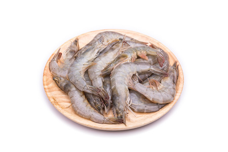 Close up fresh shrimp isolated on white backgroundの写真素材