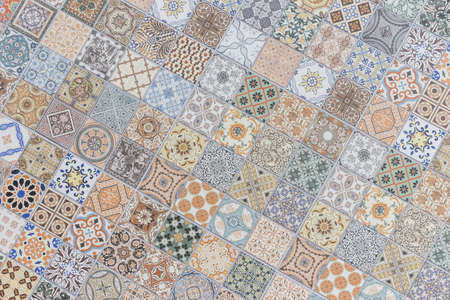 Pattern of vintage style wall tile texture and backgroundの写真素材