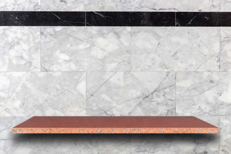 Empty top of natural stone shelves and stone wall background. For product displayの写真素材